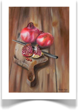 Pomegranate on cutting board